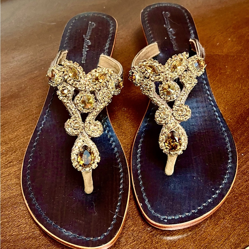 Tommy Bahama jeweled wedge sandals, Size 9